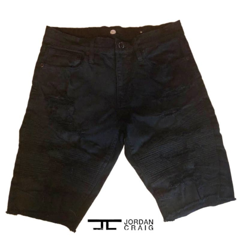 ⭐ 3/$15 Jordan Craig OG - REBEL MOTO TWILL SHORTS 32 Raw Hem Distressed